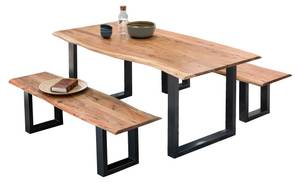 TABLES & CO Bank 150 cm Schwarz - Braun - Metall - Massivholz - Holzart/Dekor - 150 x 46 x 40 cm