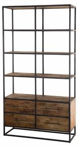 Etagère 4 niveaux 4 tiroirs en teck Marron - Bois massif - 40 x 210 x 110 cm