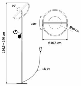 Stehleuchte - Molfaro Grau - Metall - 40 x 156 x 156 cm