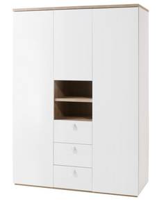 Armoire 3 portes 3 tiroirs blanc Blanc - Bois manufacturé - 150 x 210 x 61 cm