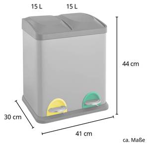 Mülleimer TC2X15 Grau - Metall - 30 x 44 x 30 cm