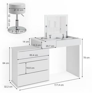 Coiffeuse Lotos 36672 Blanc - Bois manufacturé - 117 x 78 x 45 cm