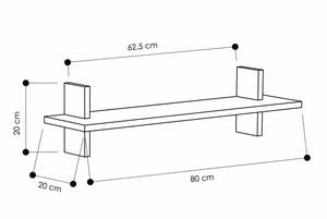 Wandregal MUST -  Weiß-Eiche Braun - Weiß - Holzwerkstoff - 80 x 20 x 20 cm