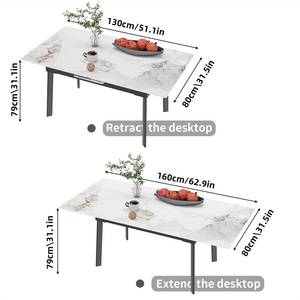 Table à Manger XFXTL16-XNE Granit - Imitation marbre blanc