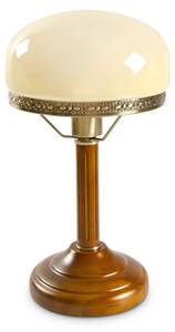 Tischlampe Beige Antik Look Beige - Braun - Holzwerkstoff - Glas - Metall - 21 x 39 x 21 cm