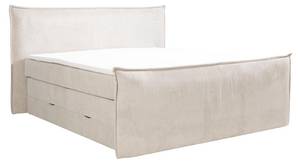 Lit boxspring RHODA Blanc - Textile - 127 x 200 x 215 cm