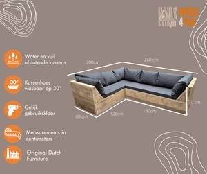 Lounge-Set Braun - Massivholz - 200 x 70 x 260 cm