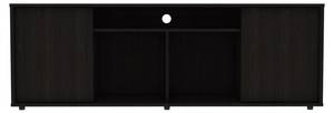 Meuble TV Prana Noir - Bois manufacturé - Matière plastique - 151 x 52 x 37 cm