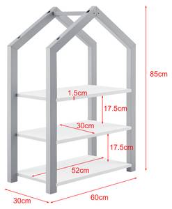 Kinderregal Mayen Grau - Holzwerkstoff - 60 x 85 x 30 cm