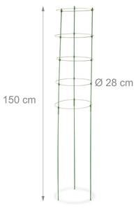 Lot de 3 tuteurs à plantes 150 cm Vert - Métal - Matière plastique - 28 x 150 x 28 cm