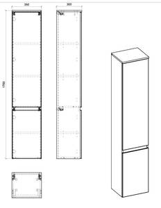 Hochschrank PLATINUM HC35 2D Weiß - Holzwerkstoff - Kunststoff - 35 x 176 x 30 cm