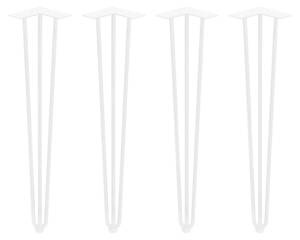 Tischbeinset Hairpin mit 3 Stäben Weiß - Metall - 22 x 14 x 76 cm