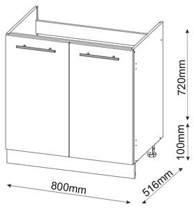 Meuble bas sous-évier Fame-Line 36053 Gris - Blanc - Bois manufacturé - 80 x 82 x 52 cm