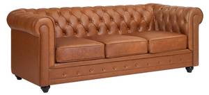 Couchgarnitur CHESTERFIELD 2er-Set Braun - Echtleder - 88 x 72 x 205 cm