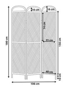 Paravent COSENZA Beige - Bleu - Rotin - 106 x 180 x 3 cm