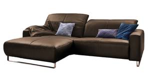 Ecksofa YORK Leder hasel Relaxfunktion Ecke davorstehend links - Silber