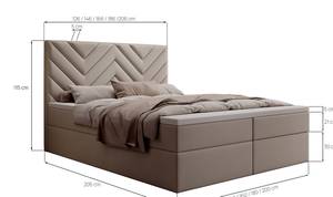 Boxspringbett CHEVRON mit Bettkasten Creme - Cremeweiß - Breite: 160 cm - H3