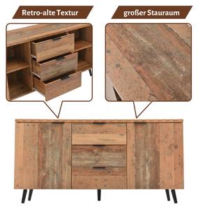 Sideboard Natur Ⅲ Braun - Holzwerkstoff - Metall - 35 x 70 x 140 cm