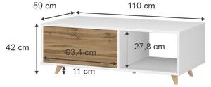 Couchtisch Vida Weiß - Holzwerkstoff - 59 x 42 x 110 cm
