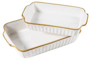 Auflaufform Pintar (2er Set) Beige - Braun - Porzellan - 22 x 7 x 36 cm