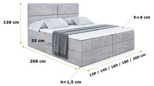 Boxspringbett GRATUN Hellgrau - Breite: 140 cm - H4