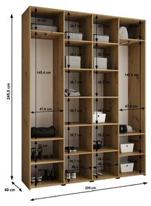 Armoire à portes battantes Como 1 Doré - Blanc - 200 x 40 cm