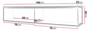 TV-Lowboard D140 mit LED Beleuchtung Graphit