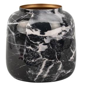 Vase Marble Look Schwarz - Metall - 14 x 13 x 14 cm