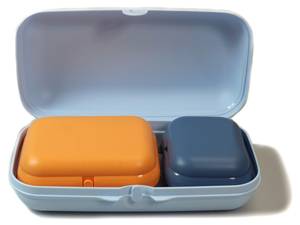 Vesperdose Maxi-Twin SET Blau - Orange - Kunststoff - 12 x 7 x 22 cm