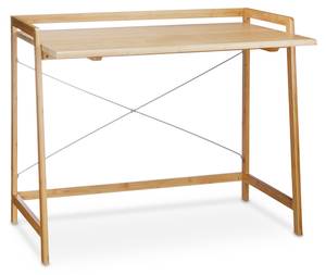 Schreibtisch Bambus mit Kreuzstrebe Braun - Bambus - Metall - 99 x 80 x 59 cm