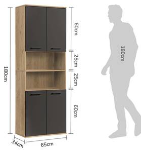 Bad-Hochschrank Der Kapitän Anthrazit - Breite: 65 cm