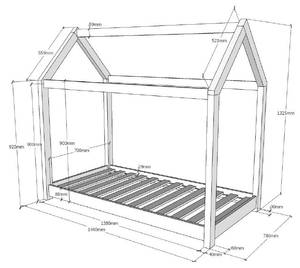 Hausbett Cabane Weiß - 78 x 132 x 146 cm