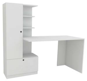 Bureau Astra Blanc - Bois manufacturé - 62 x 140 x 150 cm