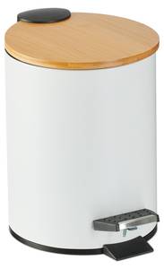 Bad Mülleimer 3 l mit Bambusdeckel Braun - Weiß - Bambus - Metall - Kunststoff - 17 x 23 x 23 cm