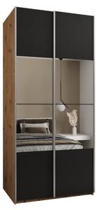 Armoire Lux 4 Noir - Imitation chêne - Argenté - Largeur : 100 cm