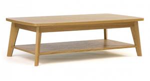 Table basse 2 plateaux bois clair Marron - En partie en bois massif - 115 x 35 x 65 cm