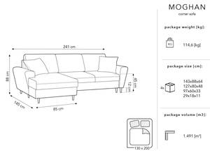 Schlaf-Ecksofa + Box MOGHAN 4 Sitzplätze Hochglanz Petrol