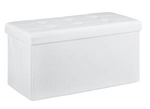 Pouf de rangement pliant lin Blanc