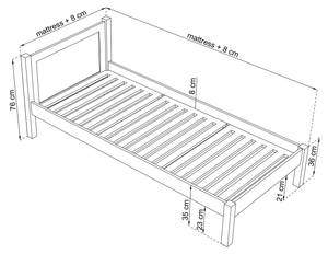 Einzelbett N02 Eiche - Weiß - 90 x 200 cm