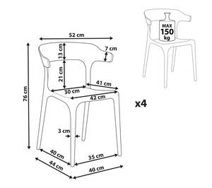 Esszimmerstuhl GUBBIO 4er Set Grau - 52 x 44 cm