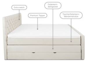 Boxspringbett HOLLYWOOD mit Bettkasten Beige - Breite: 160 cm