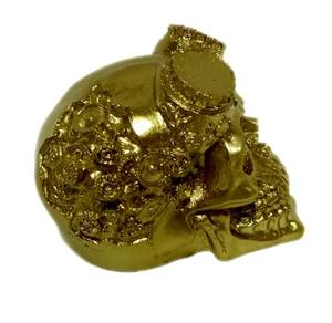 Skulptur Totenkopf Schädel Gold Gold - Kunststoff - Stein - 10 x 11 x 13 cm