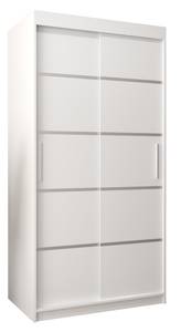 Armoire coulissante VERONA 1 Gris miroir - Blanc - Largeur : 100 cm