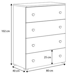 Buffet EMILY SB80 4D Rose foncé - Blanc