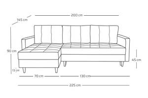 Ecksofa Casiopeia Violett - Holzwerkstoff - 225 x 90 x 145 cm