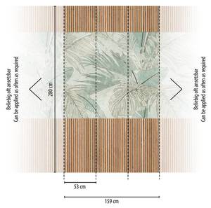 Fototapete Wandpaneel-Optik Beige - Blau - Braun - Grün - Kunststoff - Textil - 159 x 280 x 1 cm