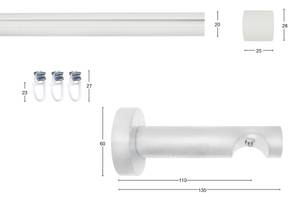 Gardinenstange Kea 1 lfg. Weiß - Breite: 110 cm