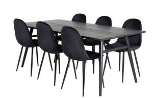 Essgruppe Sleek (7-teilig) Schwarz - Massivholz - 95 x 75 x 195 cm