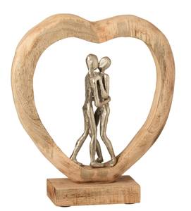 Skulptur Herzform Braun - Metall - Massivholz - 29 x 35 x 9 cm
