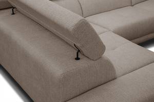 Ecksofa 4-Sitzer Matera Taupe - Ecke davorstehend links - Longchair davorstehend links - Ottomane davorstehend links